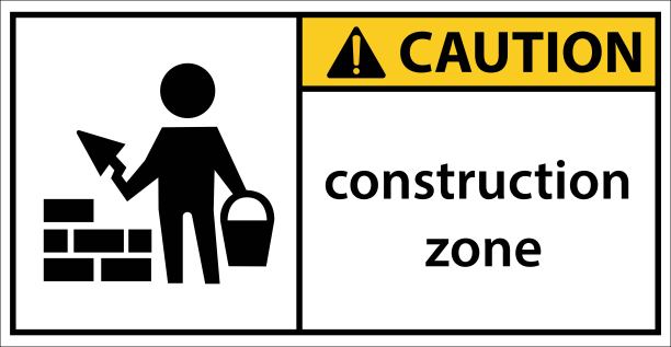 施工警示标志行人请小心。警告标志图片下载
