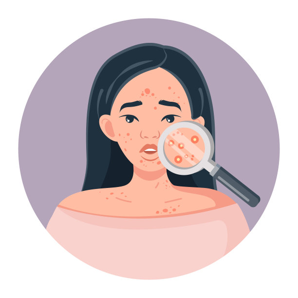 一个年轻的亚洲女人，脸上的皮肤有问题图片下载