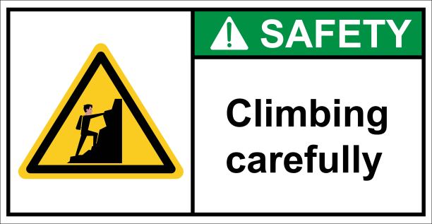 小心陡峭的斜坡和岩石。安全标志图片下载