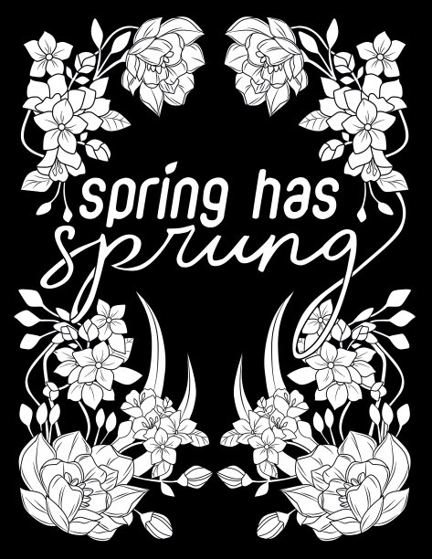 午夜春天涂色书图片下载