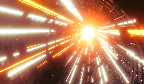 有条纹的金属隧道。图片下载