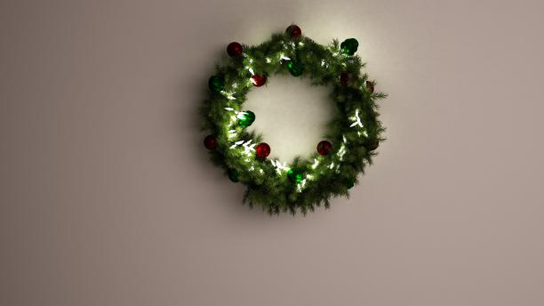 用白色背景装饰的圣诞花环图片下载