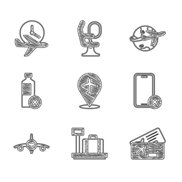 用手提箱设置飞机刻度和机票号码图片下载