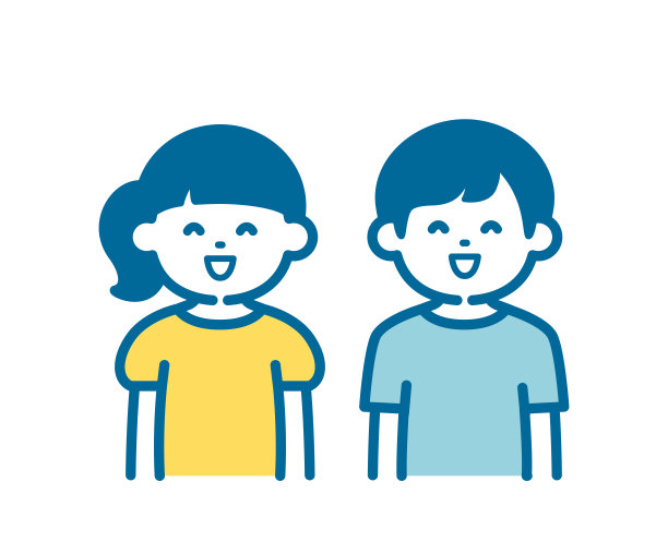 一个微笑的男孩和女孩的破碎插画图片下载