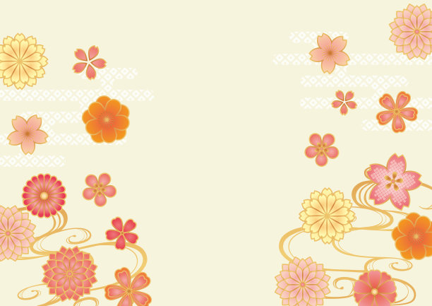 米色日本花图案背景图片下载
