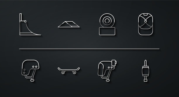 设置直线滑板公园滑板头盔棒球图片下载