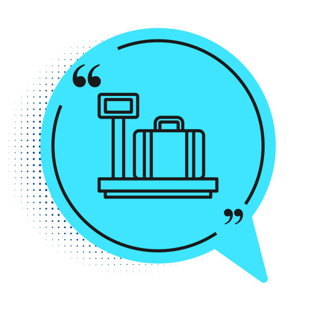 黑色线刻度与行李箱图标隔离图片下载