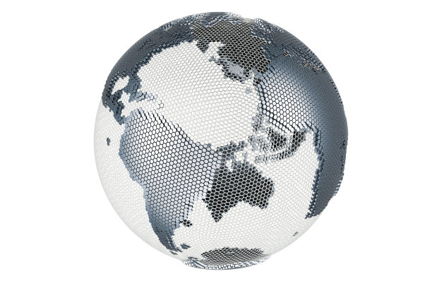 抽象银球地球，3D渲染图片下载