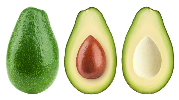 牛油果隔离在白色背景，全景深，修剪路径图片下载
