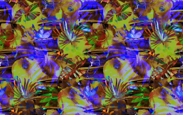 抽象的黑色植物热带无缝图案图片下载