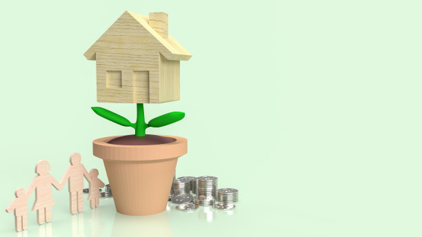 树家在植物为房地产概念3d渲染图片下载