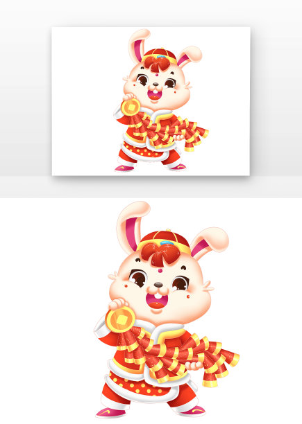 兔子兔年放鞭炮装饰喜庆春节新年新春生肖图片下载