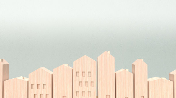 住宅木材为物业概念3d渲染图片下载