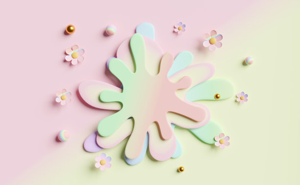 水花与彩虹颜色的背景。概念3d插图或3d渲染图片下载