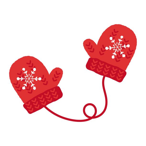 带有雪花印记的红色手套插图图片下载