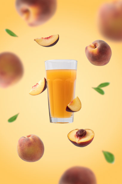 创意桃汁拼贴画图片下载