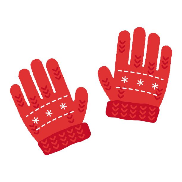 红色针织手套的插图图片下载