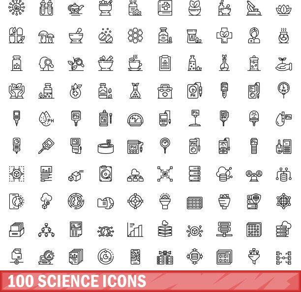 100个科技图标轮廓风格图片下载