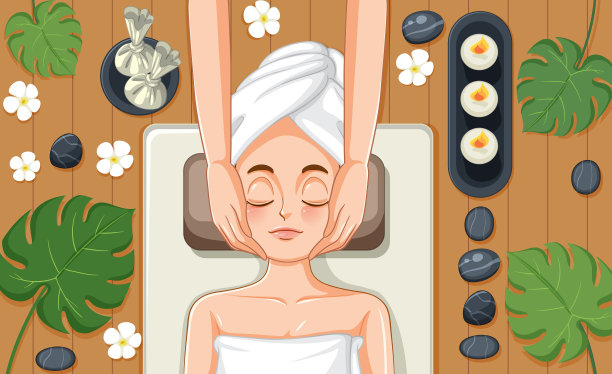 女子接受面部按摩水疗图片下载