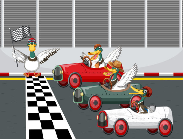 与卡通人物鸭子的肥皂盒德比比赛图片下载