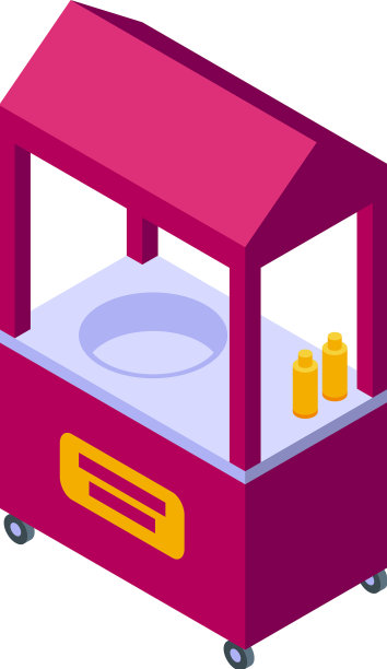 街头食品车的图标等距棉图片下载