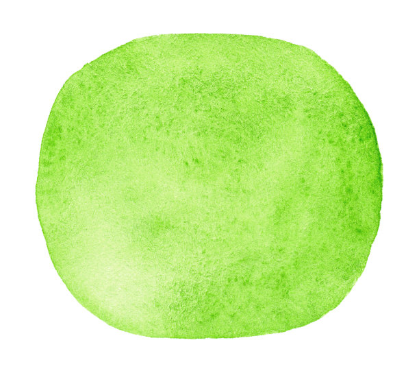 白色背景上孤立的绿色水彩形状图片下载