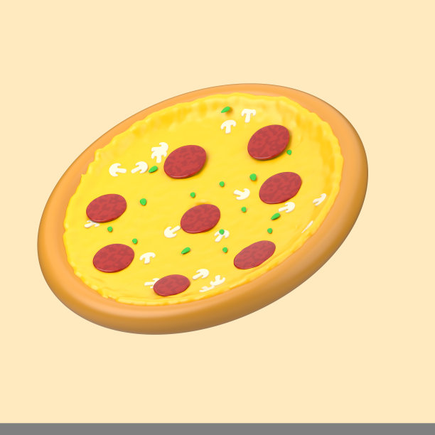 比萨图标的3d渲染孤立在清晰的背景。图片下载