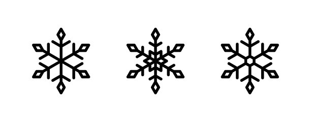 雪花轮廓图标的集合。矢量图形图片下载