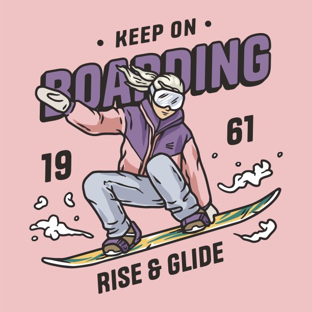 在雪山上玩滑雪板。冬季极限运动。会徽对滑雪图片下载