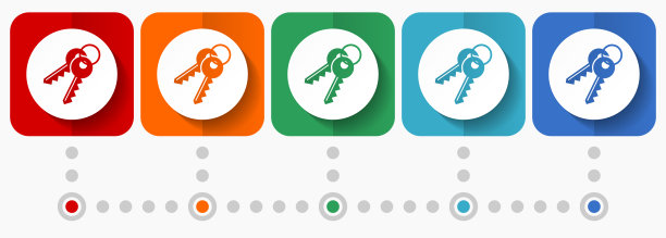 键矢量图标，信息图形模板，一套平面设计符号在5种颜色的选项图片下载