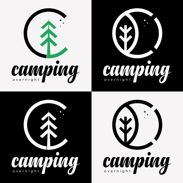 字母C缩写字母字母松树风格标志设计矢量图片下载