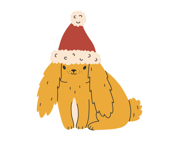 圣诞兔子和圣诞帽插图图片下载