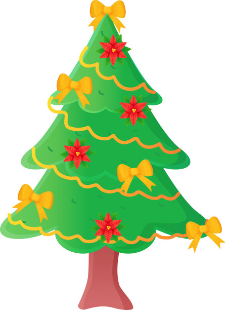 漂亮的圣诞树装饰的球和花环图片下载