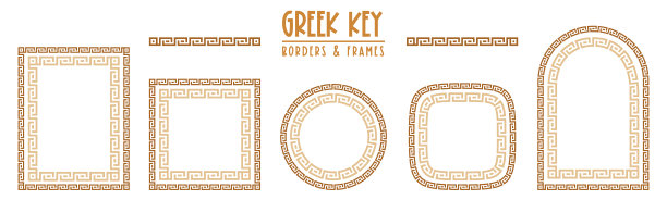 希腊关键框架和边界集合。装饰古代漫步图片下载
