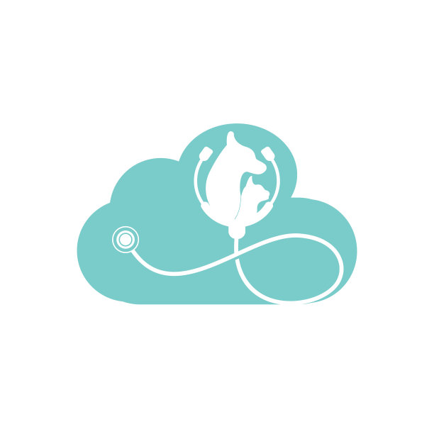 宠物护理矢量标志设计模板。兽医与听诊器标志设计。图片下载