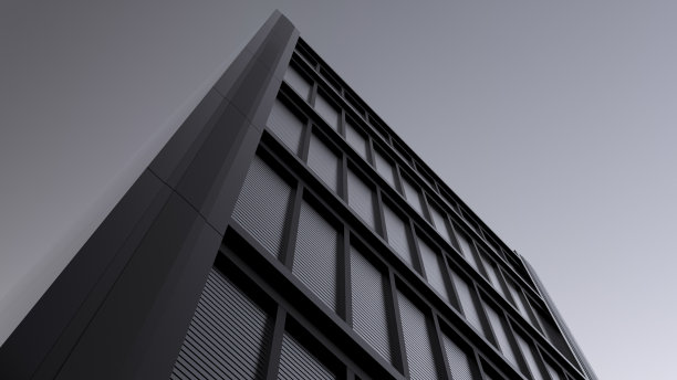 建筑设计。现代的房子,办公室。灰色单色建筑视图起。3 d渲染。图片下载