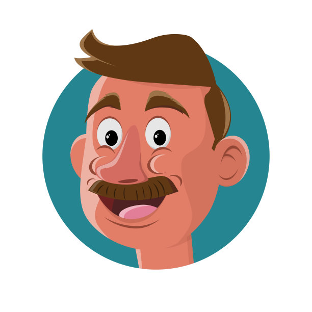 有趣的插图，一个快乐的卡通人物头像图片下载