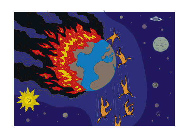世界着火了，人们跳进虚空中逃跑图片下载