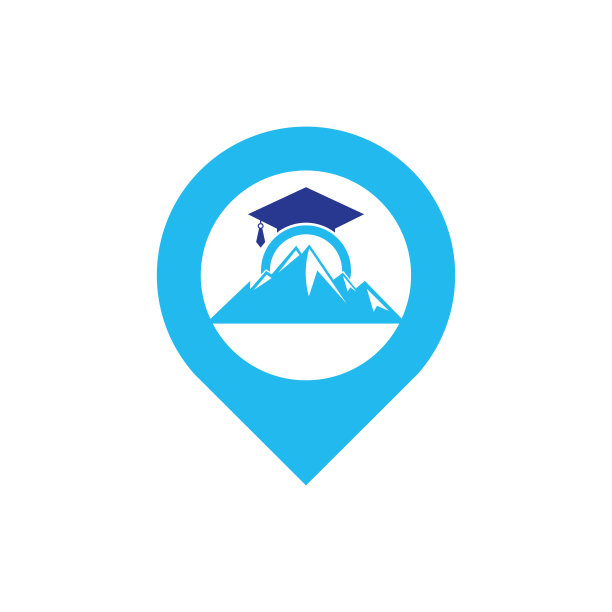 山区教育地图别针形状概念标志设计图标图片下载