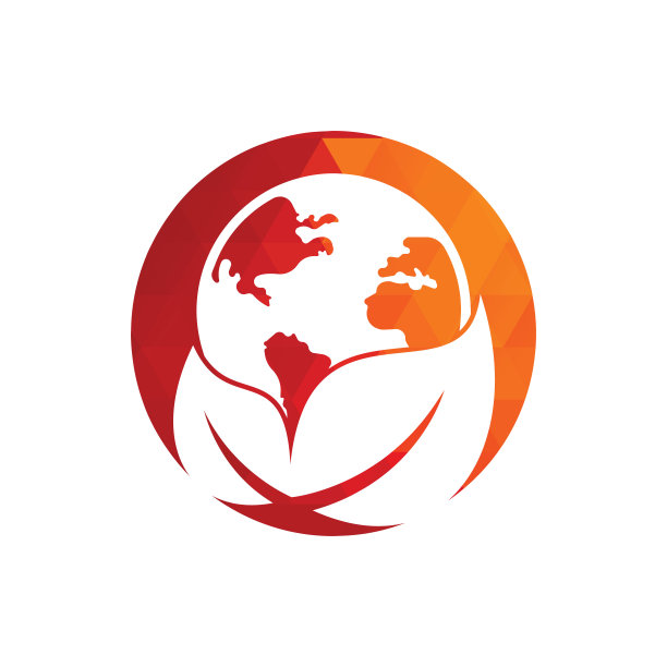 地球仪叶子标志图标矢量。大地和树叶的标志组合。图片下载