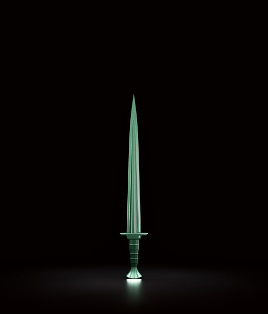 绿光刀，战斗武器刀片，军用狩猎匕首。中世纪武器，3d渲染图片下载