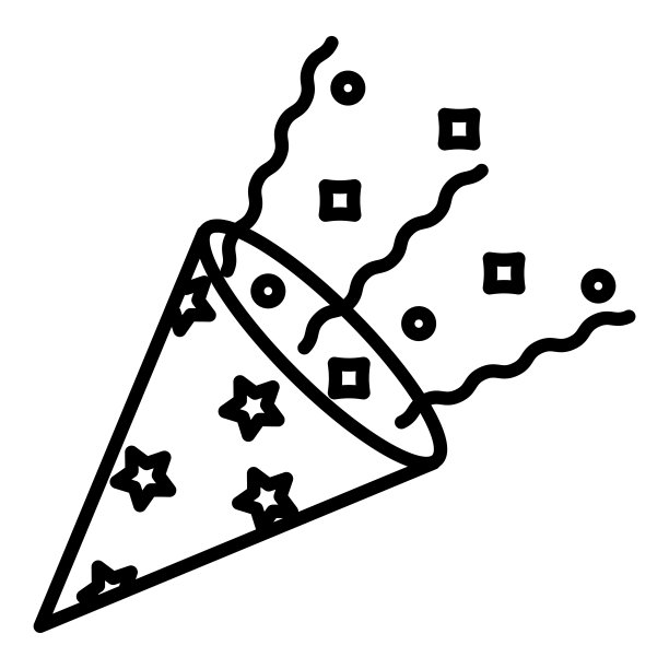 生日小喇叭图标标志线插画孤立图片下载