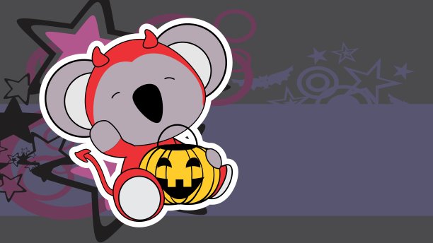 赤壁万圣节无尾熊邪恶装扮人物卡通背景图片下载