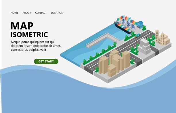 港口仓库地图的插图适用于着陆页，传单，信息图，和其他图形相关的资产向量图片下载