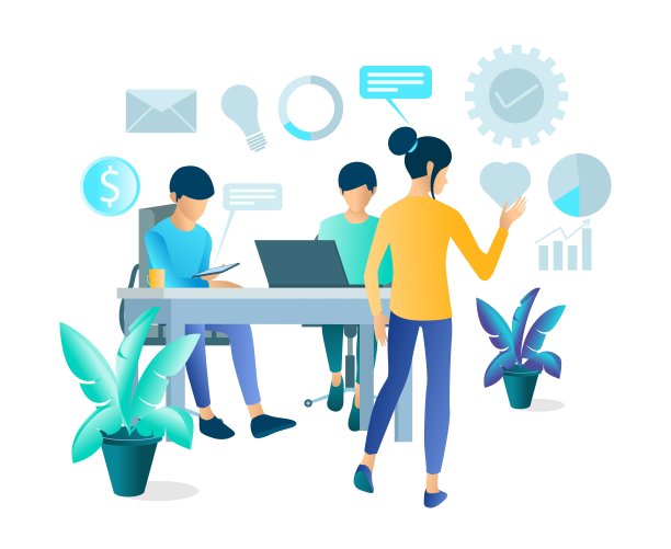 与客户和团队进行商业演示插图。适用于登陆页、传单、信息图和其他与图形相关的资产向量图片下载