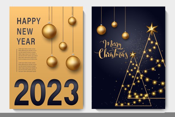 2023年新年快乐，并与金色圣诞卡结婚图片下载