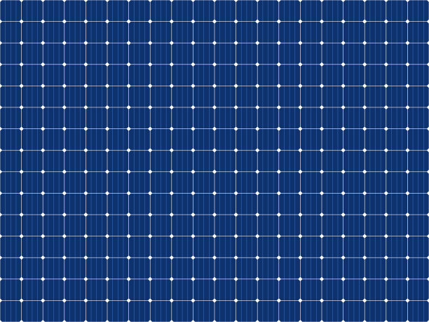 太阳能电池板网格无缝模式。太阳电动电池质地。太阳能电池模式。太阳能电池面板无缝背景。替代能源。蓝色背景上的矢量插图图片下载