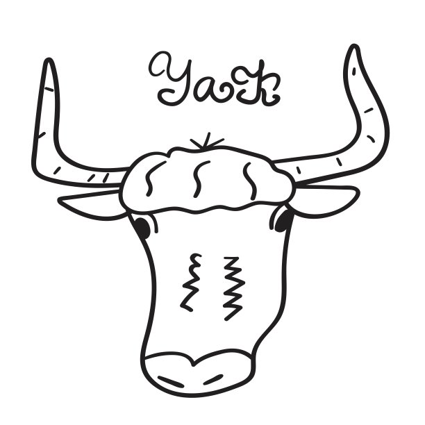 牦牛头。轮廓图标。图片下载