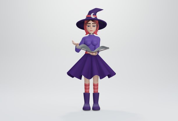 3 d渲染。女巫正在施咒。图片下载