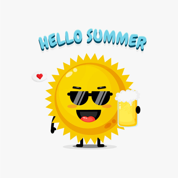 太阳吉祥物在夏天带来啤酒图片下载